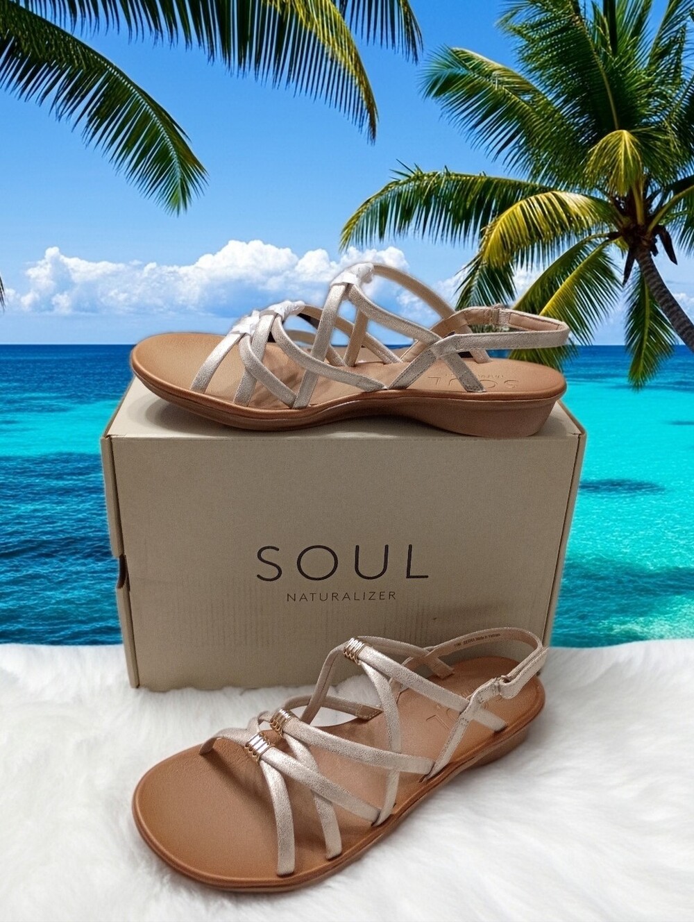 SOUL Naturalizer Sierra Women's Metallic Strappy Sandals - Champagne Gold